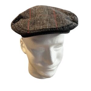 Gymboree Kids Plaid Flat Cap Hat Red Stripe Size M Cotton